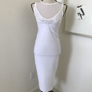 ASOS Stretch Bodycon Dress White Sz 2 Lace Shoulde